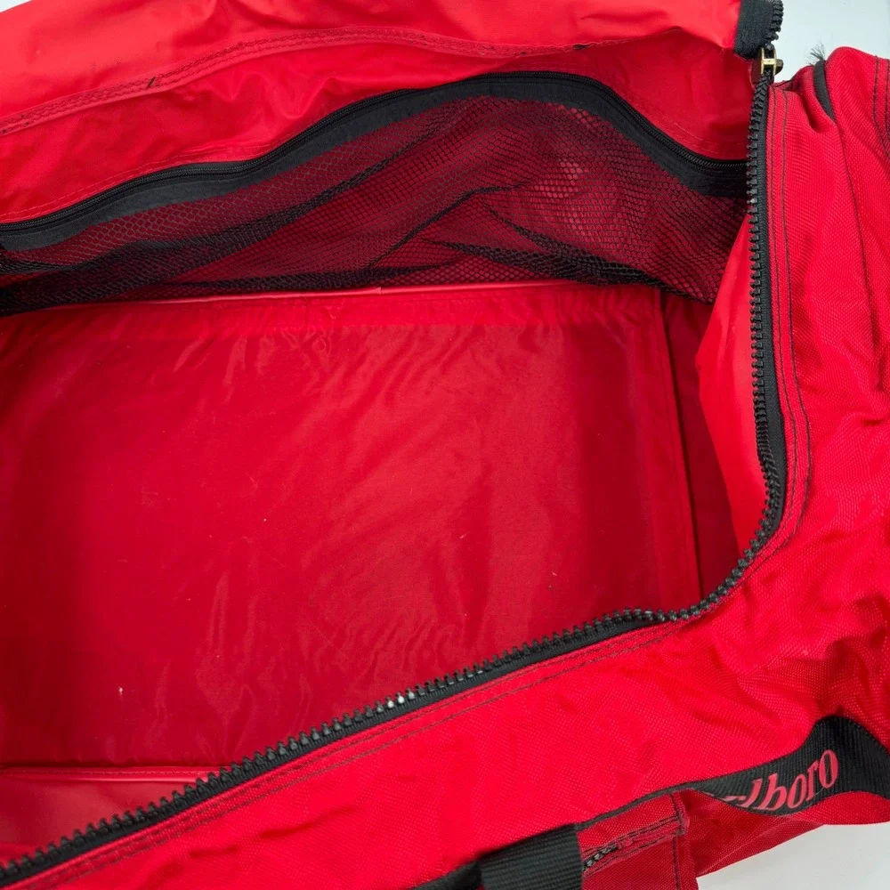 Vintage‎ Marlboro Adventure Team Red Rolling Duffel Bag Large Travel 30 Inch